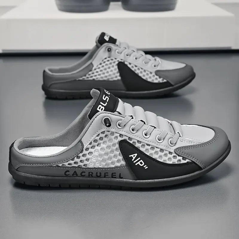 Fashionable men's backless trainers for quick slip-on convenience, a modern choice for casual footwear.