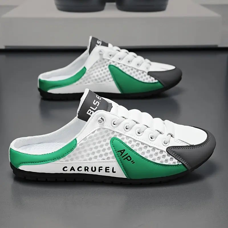 Men's backless athletic mules, combining the look of trainers with the ultimate comfort of slip-on shoes.