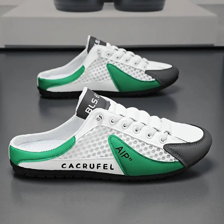 Men's backless athletic mules, combining the look of trainers with the ultimate comfort of slip-on shoes.