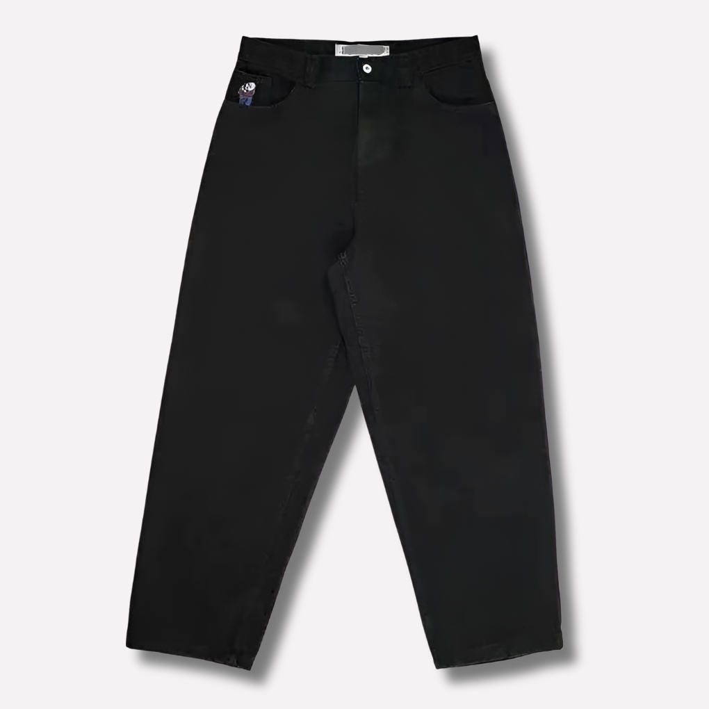 Oversized men's baggy skater jeans. Relaxed fit denim for urban street style. Comfortable loose men's fashion pants.