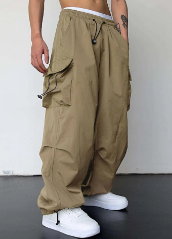 Men's baggy wide leg cargo pants for casual comfort & everyday wear. Loose fit, perfect for streetwear.
