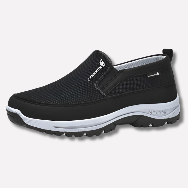 Men's comfort walking shoes with balance support, lightweight, cushioned, and a wide fit for daily activities.
