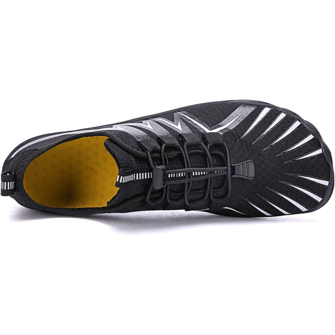 Top view of wide toe box men's barefoot shoes, ideal for natural foot splay & comfort.