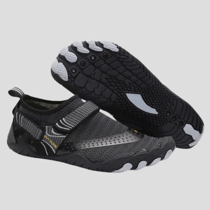 Lightweight men's barefoot water shoes with strong grip for swimming, boating, and beach activities.