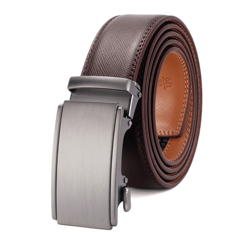 Stylish men's adjustable brown leather ratchet belt. Provides a perfect, comfortable fit for both formal & casual outfits.