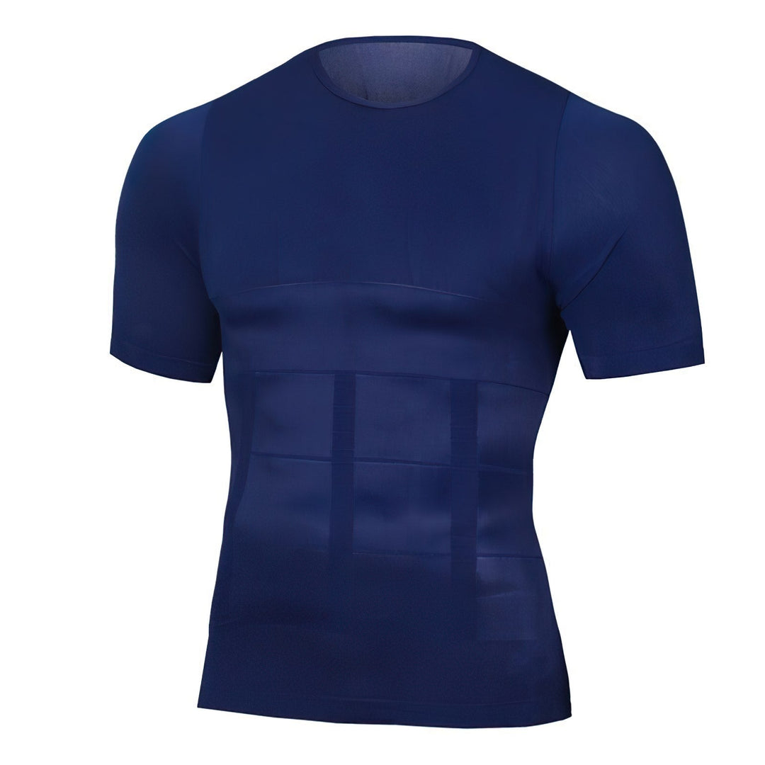 Performance men's compression shirt, stretch fabric for muscle support & peak athletic performance.