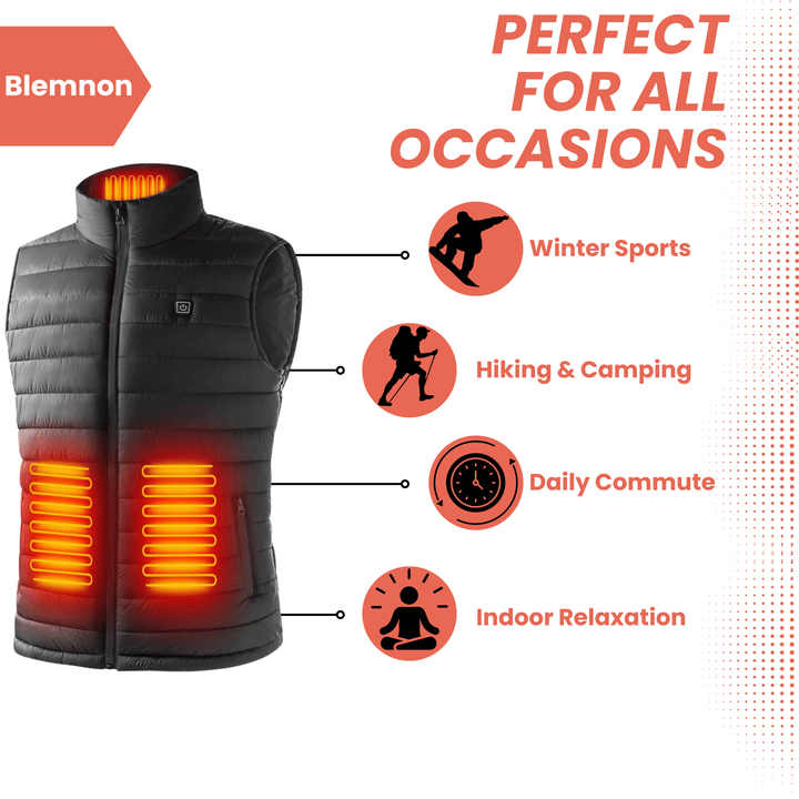 Stylish men's heated body warmer gilet in a sleek design, lightweight thermal vest for ultimate comfort.