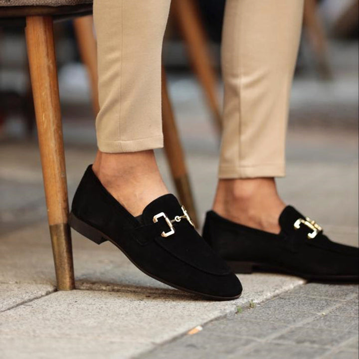 Classic men's formal horsebit loafers; elegant slip-on dress shoes for a sophisticated and elevated style.