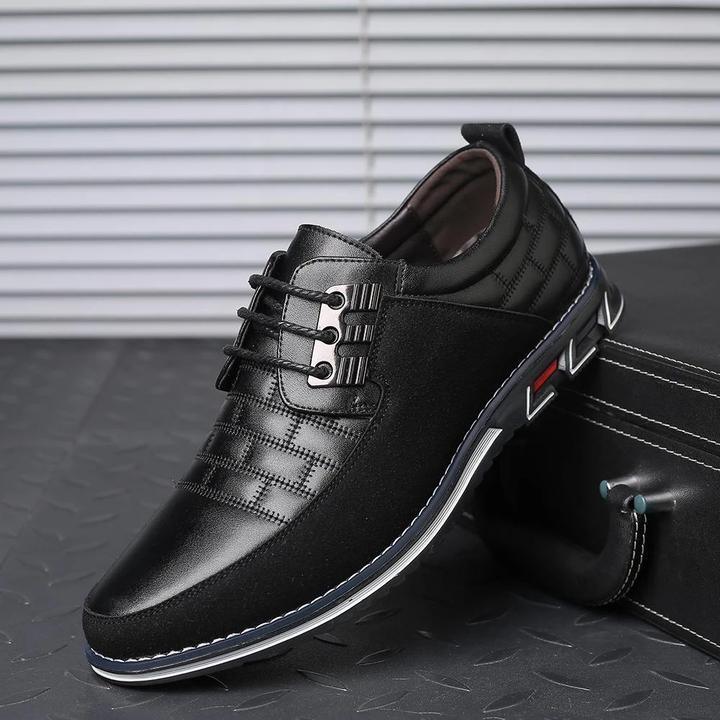 Men's black lace-up smart casual dress shoes. Versatile & stylish comfort footwear for office or everyday.