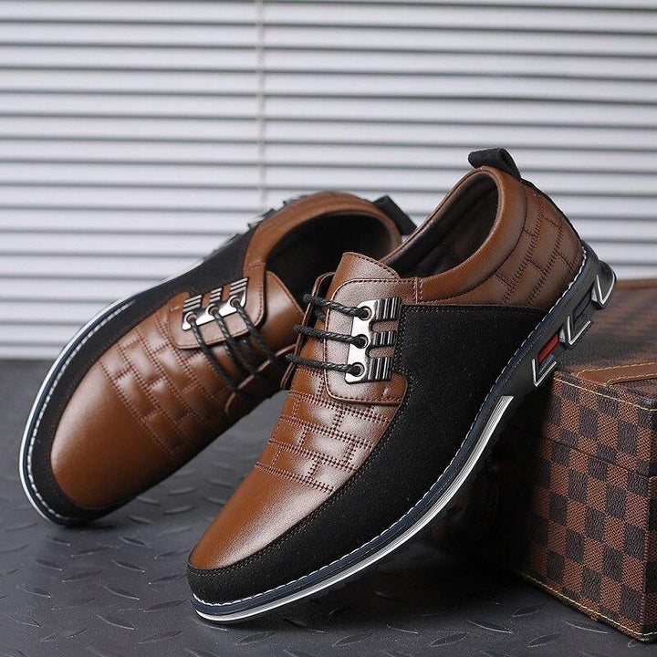 Blue men's lace-up casual shoes. Stylish & comfortable versatile footwear for smart office or daily wear.