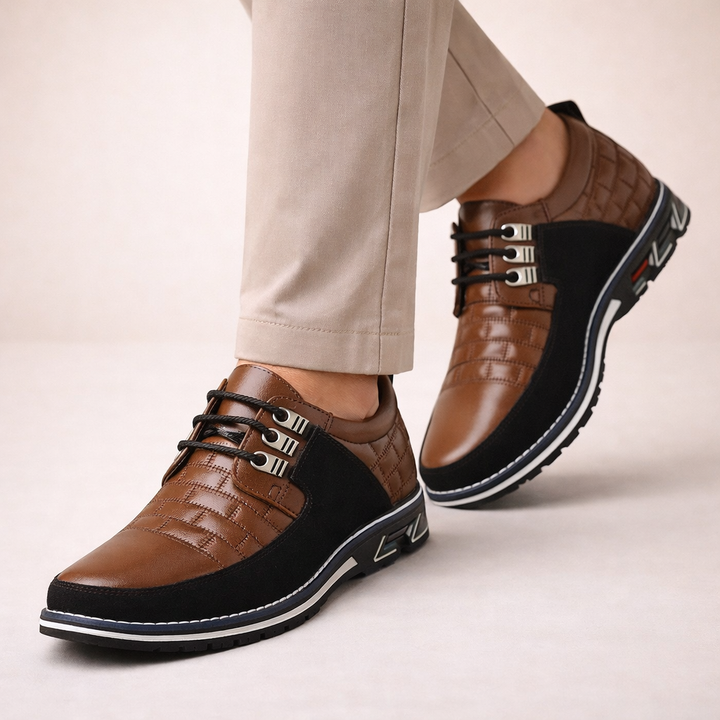 Professional men's brown lace-up smart shoes. Versatile dress footwear for office, business casual, & events.