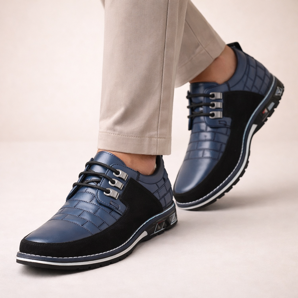 Men's versatile lace-up smart casual dress shoes. Stylish, comfortable black, blue or brown footwear for office.