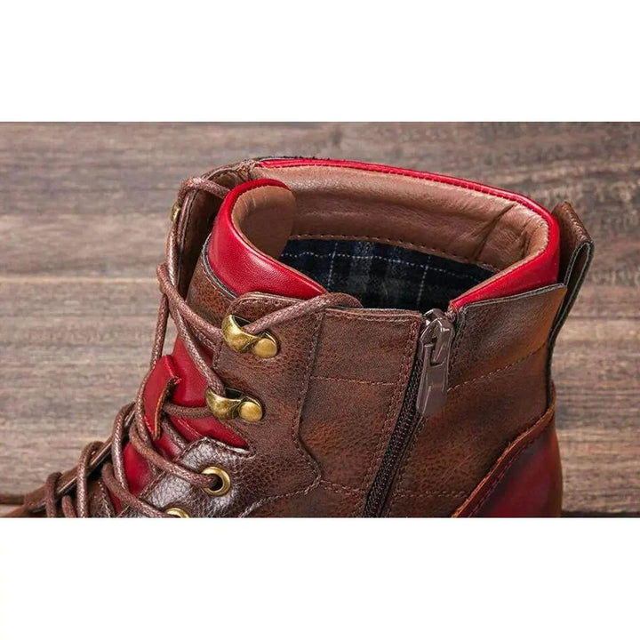 Comfortable men's leather ankle boots, lace-up oxford style with sturdy soles for everyday smart-casual look.
