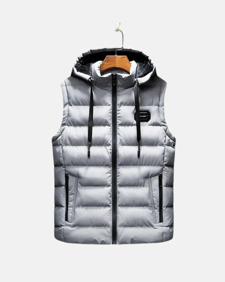 Men's thermal insulated vest, a lightweight cold weather body warmer for outdoor, athletic & winter layering.