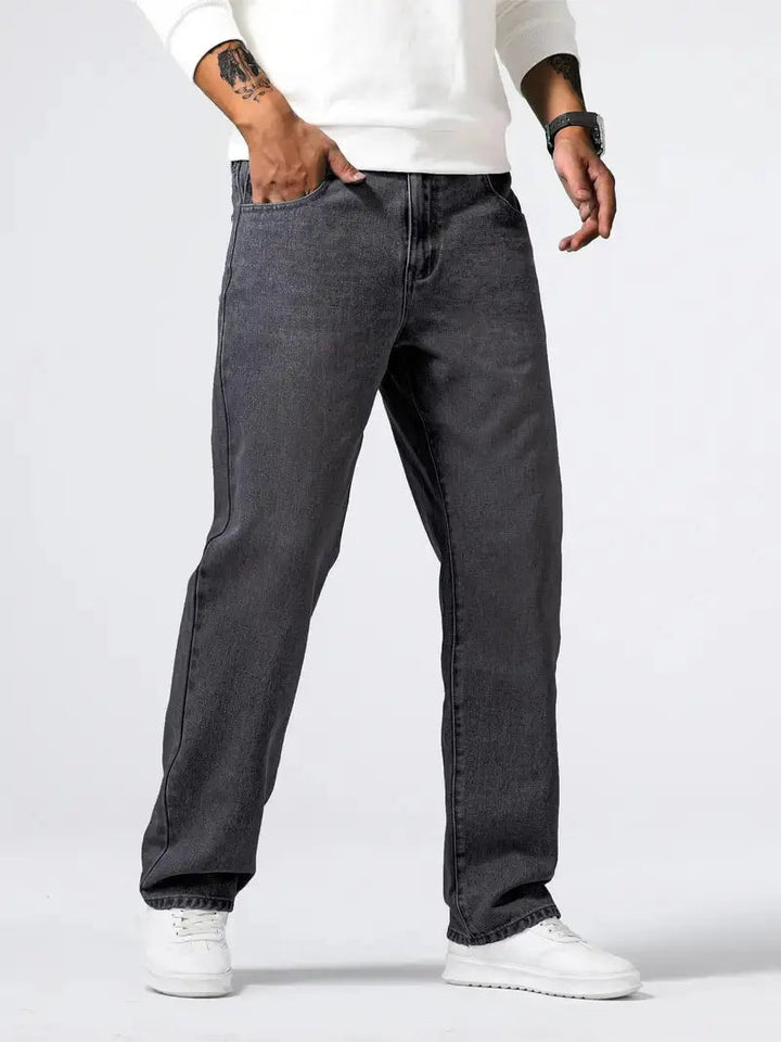 High-comfort men's stretch jeans. Modern fit blue denim for everyday wear & versatile casual style.