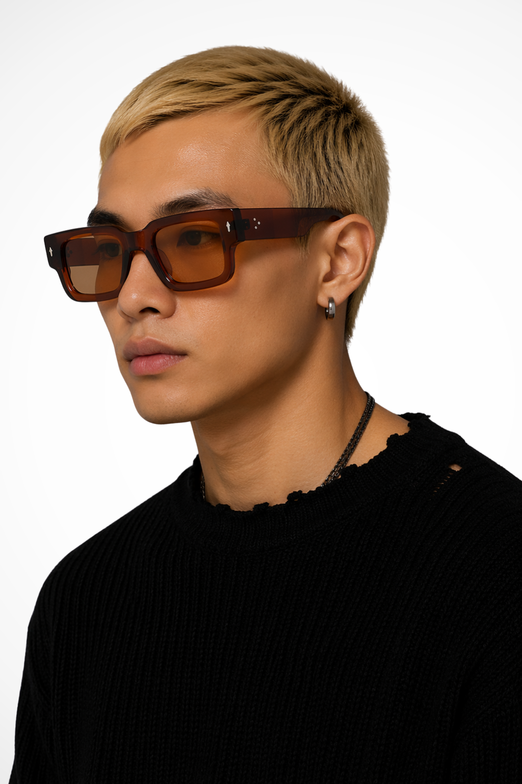 Men's modern rectangle tinted eyewear, designed for bold street style and fashionable looks.