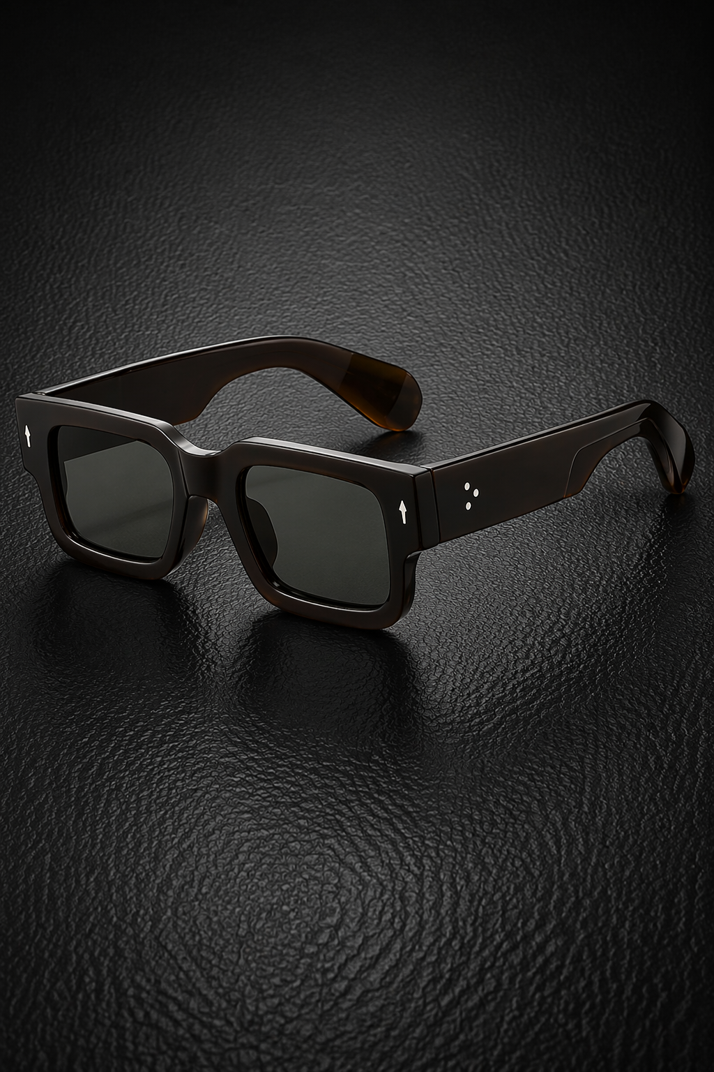 Sleek men's bold rectangle shades with tinted lenses, embodying modern street style fashion.