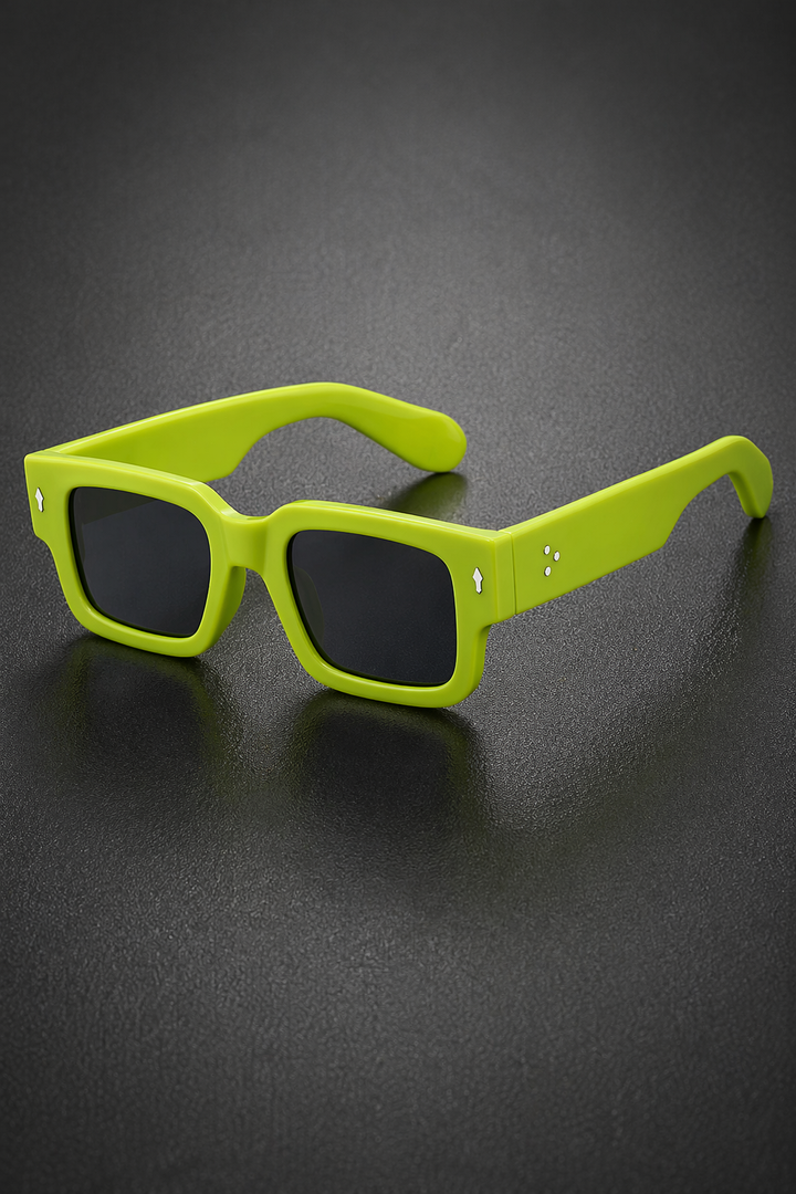 Bold rectangle frame men's sunglasses with tinted lenses, essential for street style fashion.
