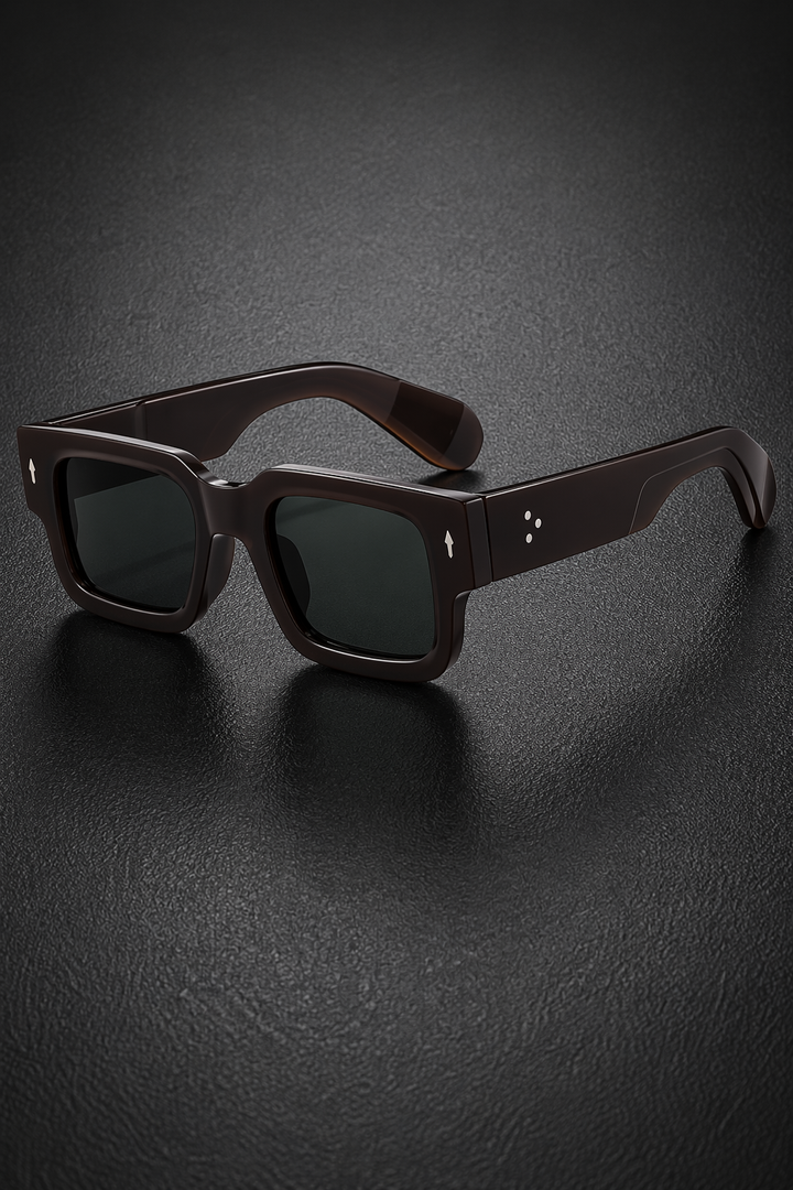 Tinted men's rectangle shades for a bold street style, modern and versatile fashion accessory.
