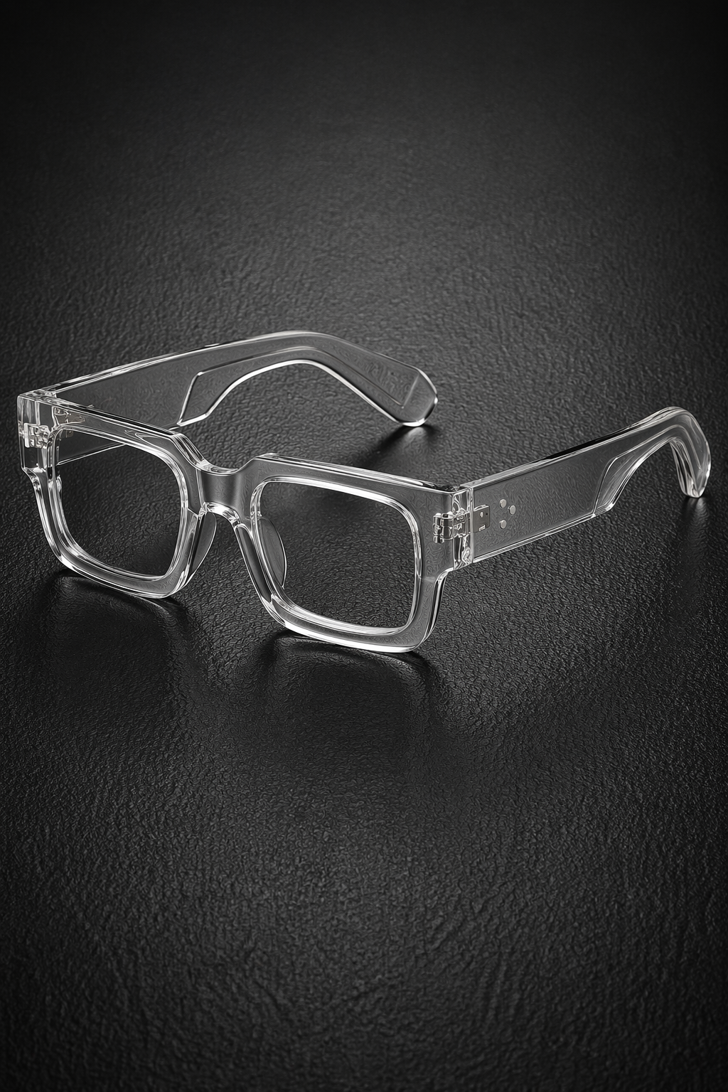 Man wearing bold rectangle tinted sunglasses, showcasing modern street style fashion eyewear.
