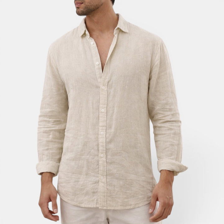 Pink men's breathable casual shirt, a stylish button-up for warm weather and relaxed fashion.
