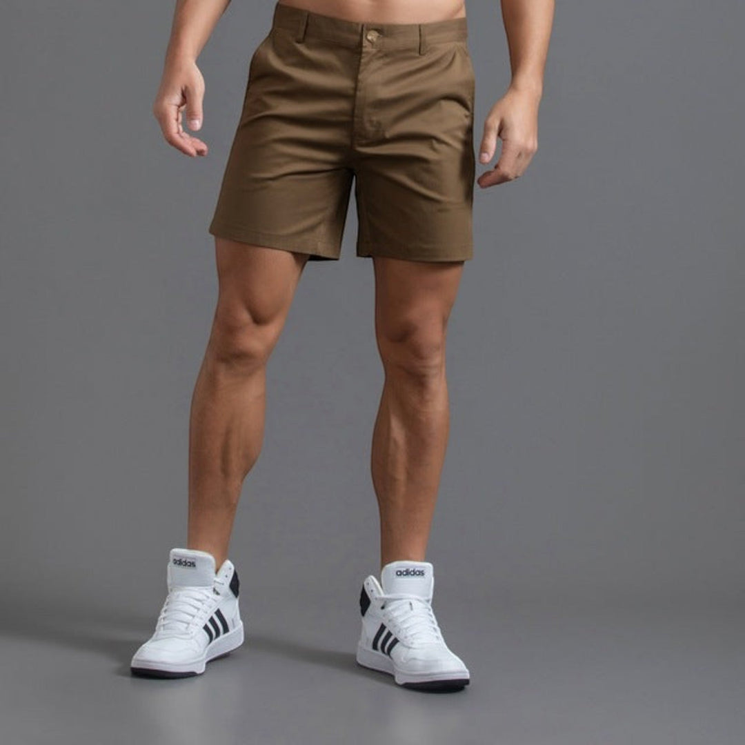 Versatile men's summer chino shorts, relaxed fit for casual wear, holidays, and warm-weather comfort.