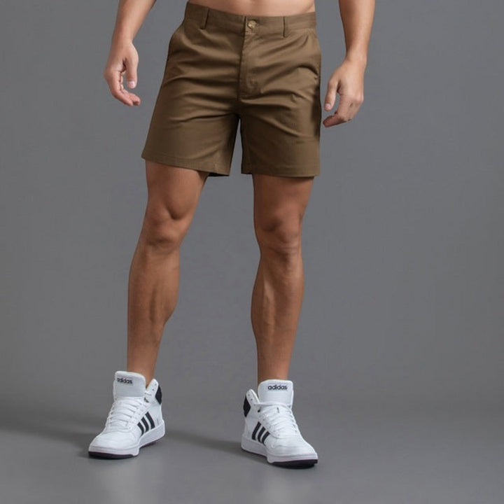 Versatile men's summer chino shorts, relaxed fit for casual wear, holidays, and warm-weather comfort.