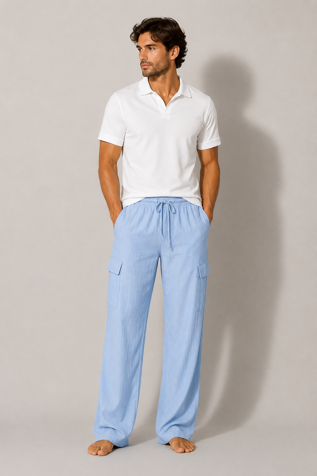 Men's breathable everyday comfort trousers in relaxed fit, perfect for spring & summer casual wear.