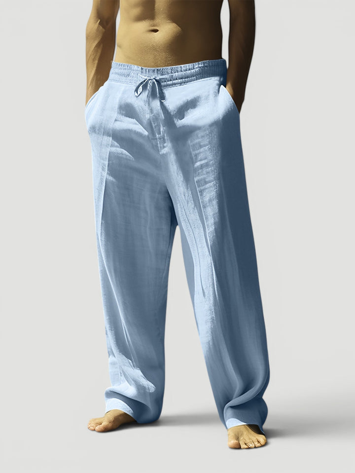 Smart casual men's breathable trousers, relaxed fit, offering everyday comfort for spring and travel.