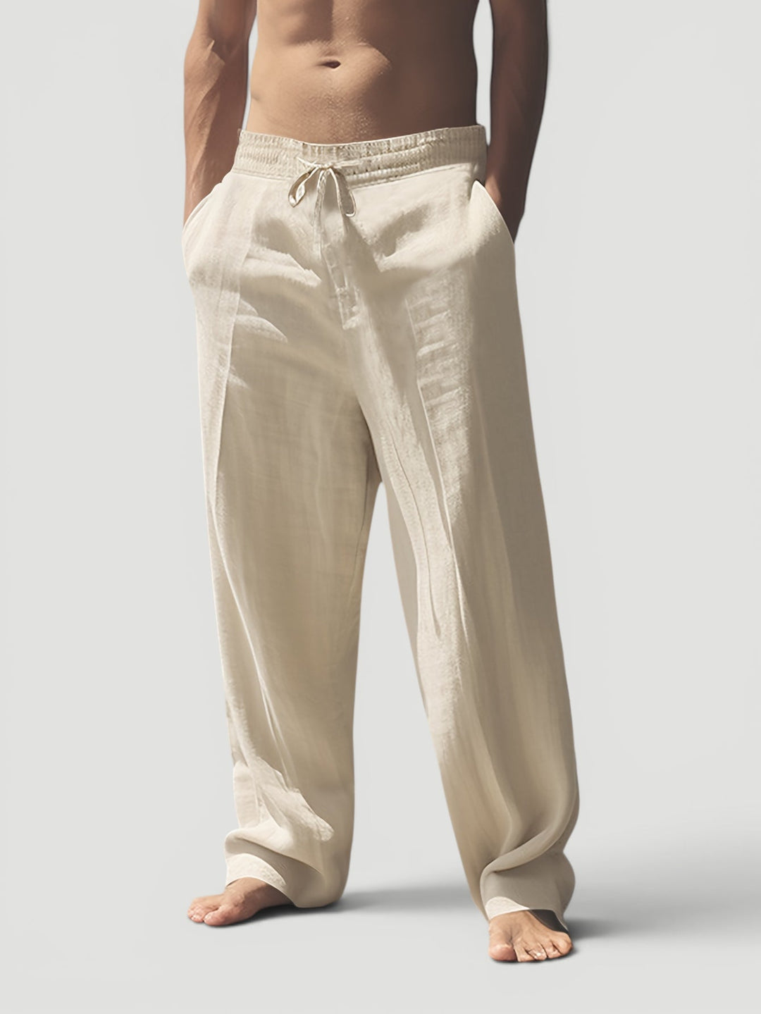 Men's relaxed fit breathable trousers, perfect for spring fashion and everyday casual comfort style.