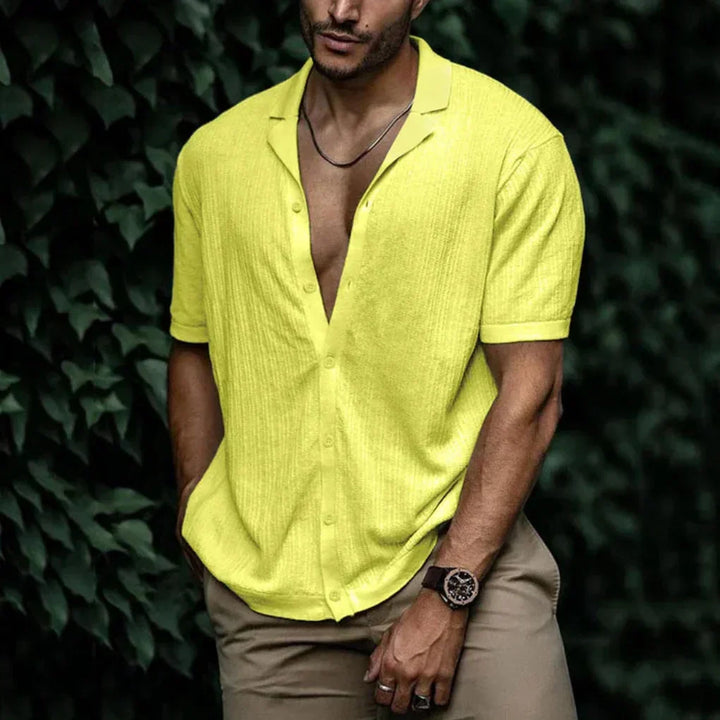 Men's linen button-up shirt, lightweight and breathable for ultimate summer comfort.