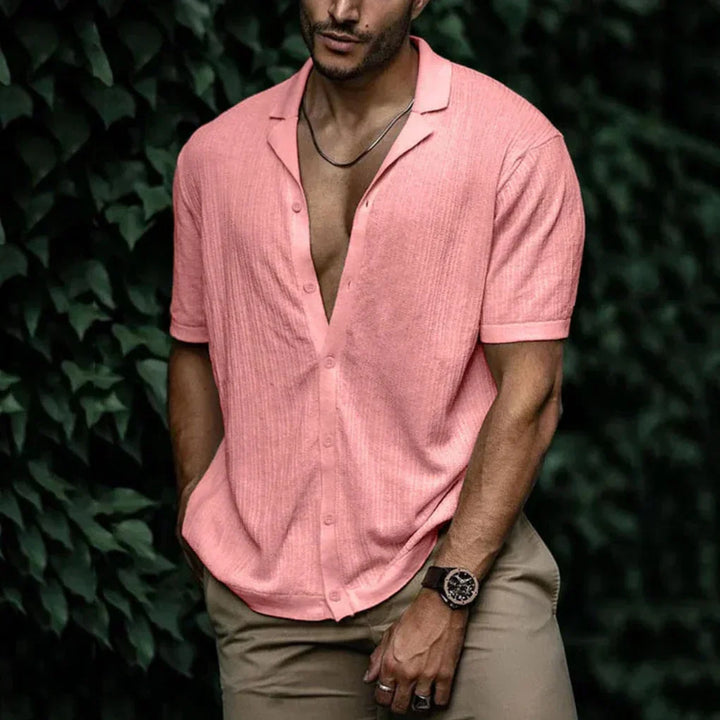 Soft linen men's shirt, breathable and comfortable, perfect for sunny summer days.