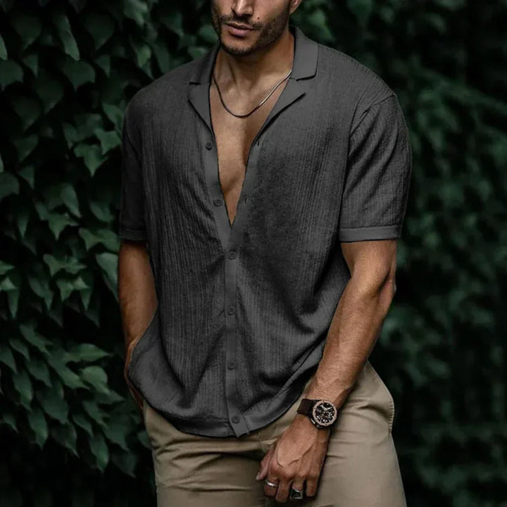 Versatile men's breathable linen shirt, great for casual outings or holiday wear.
