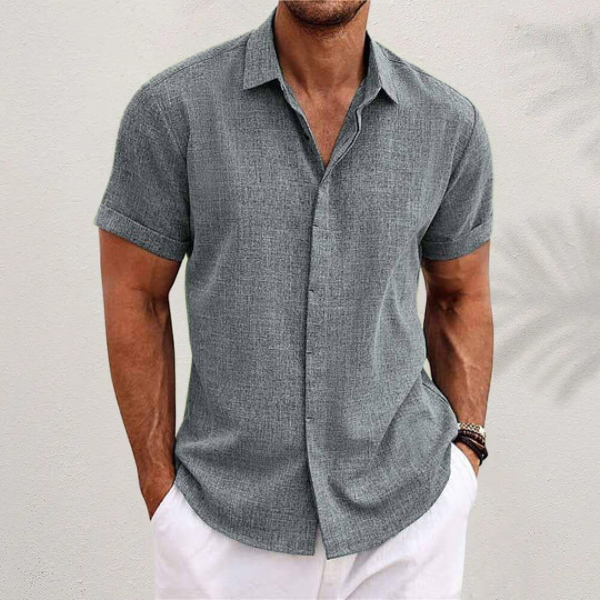 Casual men's breathable short sleeve top, perfect for summer, beach, or resort wear for warm weather.