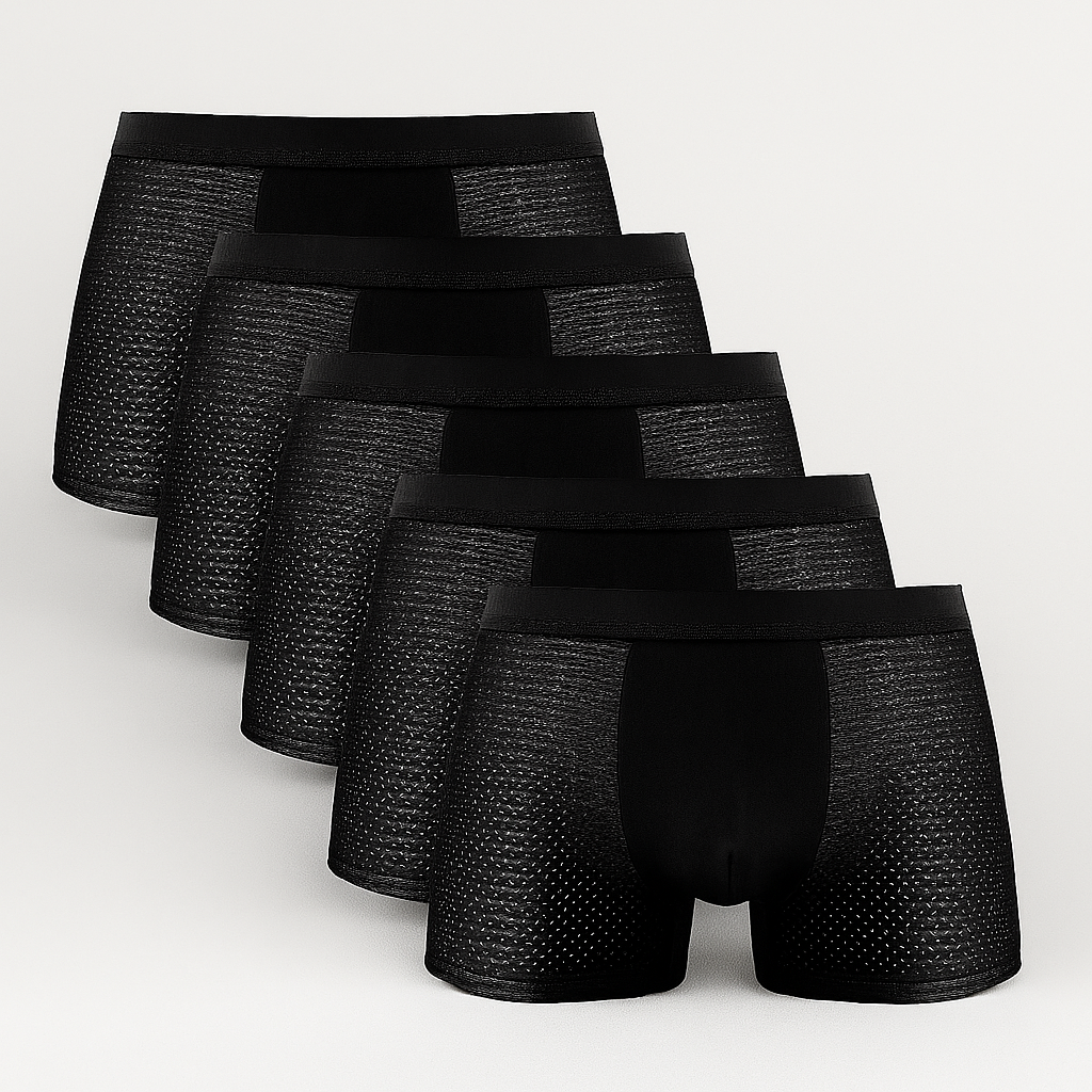 Everyday men's breathable mesh boxer shorts 5-pack. Comfort-fit underwear for active lifestyles.