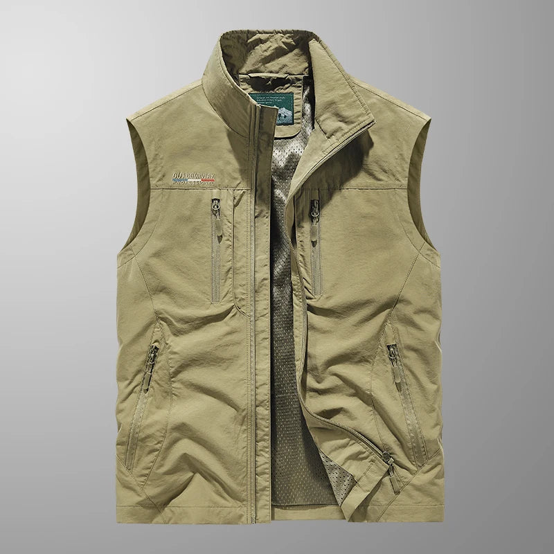 Breathable, quick-dry men's hiking vest, multi-pocket design. Perfect activewear for outdoor adventures & travel.