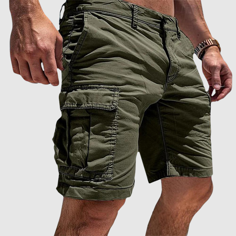 Men's breathable outdoor cargo shorts with multi-pockets, ideal for hiking and summer adventures.