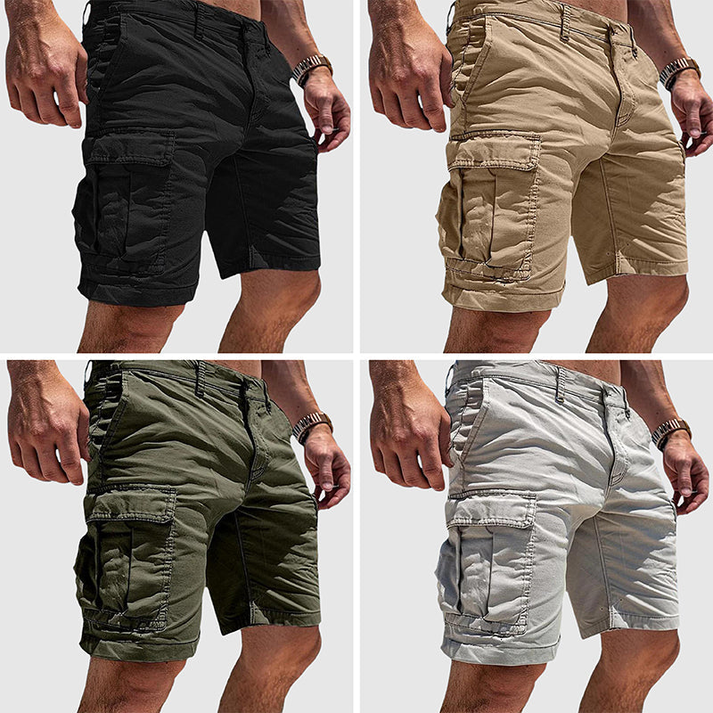 Rugged men's outdoor cargo shorts, breathable and durable, with multi-pockets for hiking and casual utility.