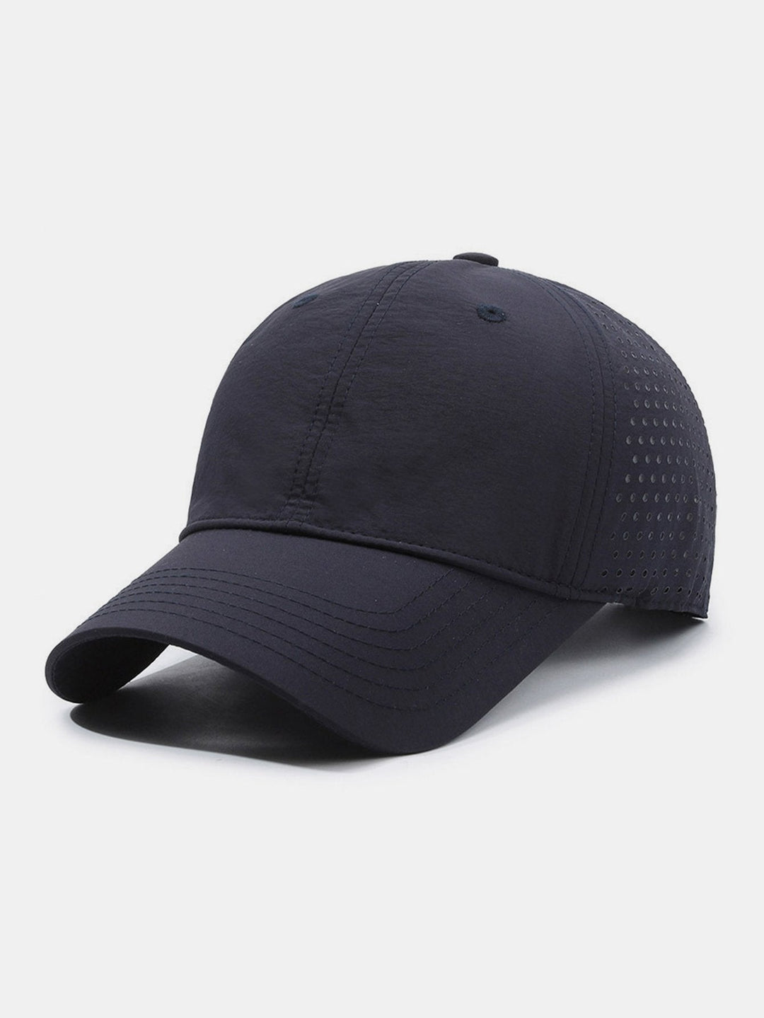 Lightweight men's quick-dry sport cap for outdoor activities; features breathable fabric and adjustable strap.