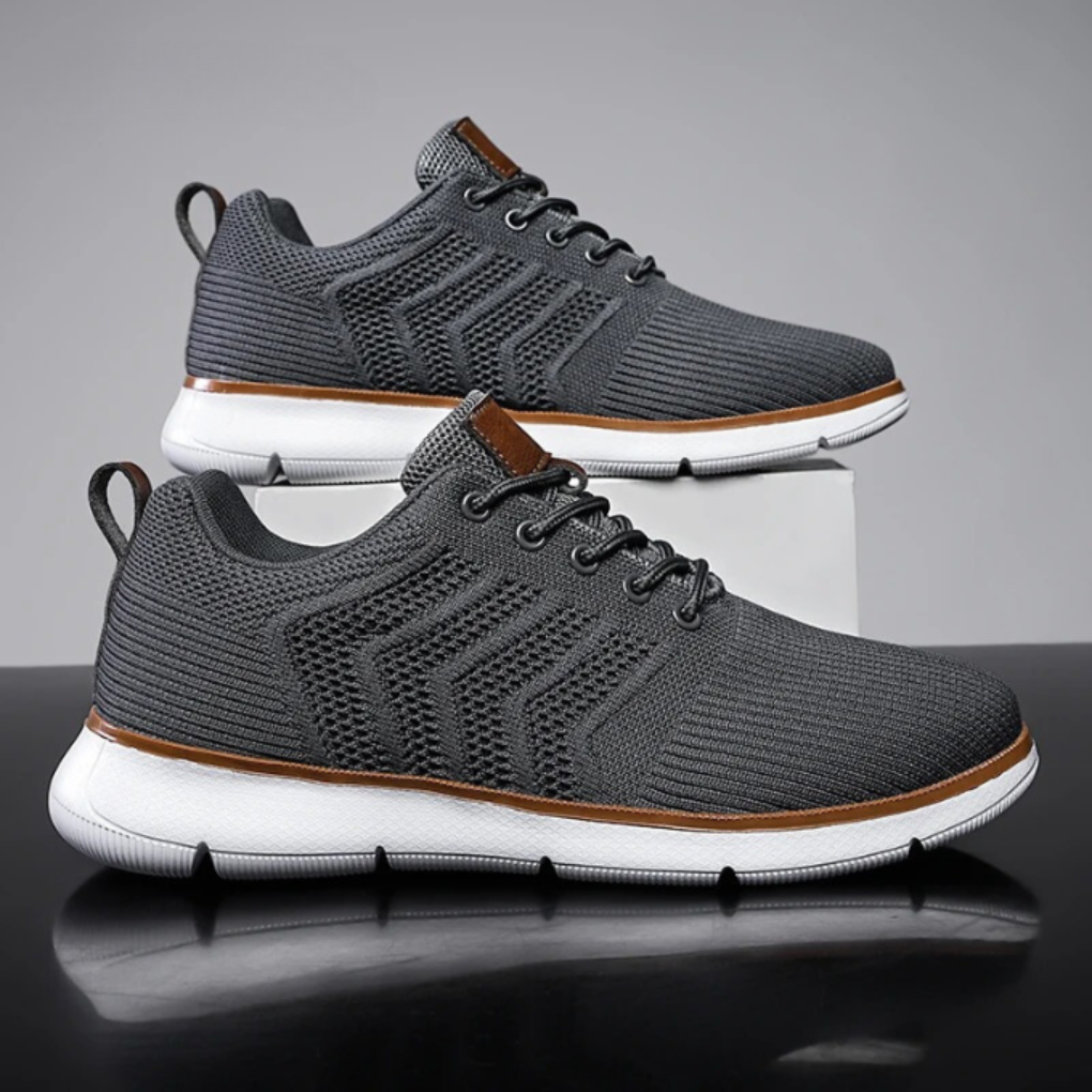 Stylish men's active wear sneakers. Breathable mesh sport shoes with superior traction for all-day comfort.