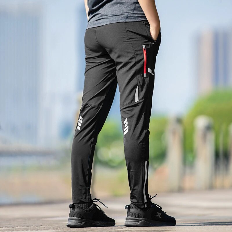 Men's reflective cycling pants offering breathable stretch for performance and comfort in sports apparel.