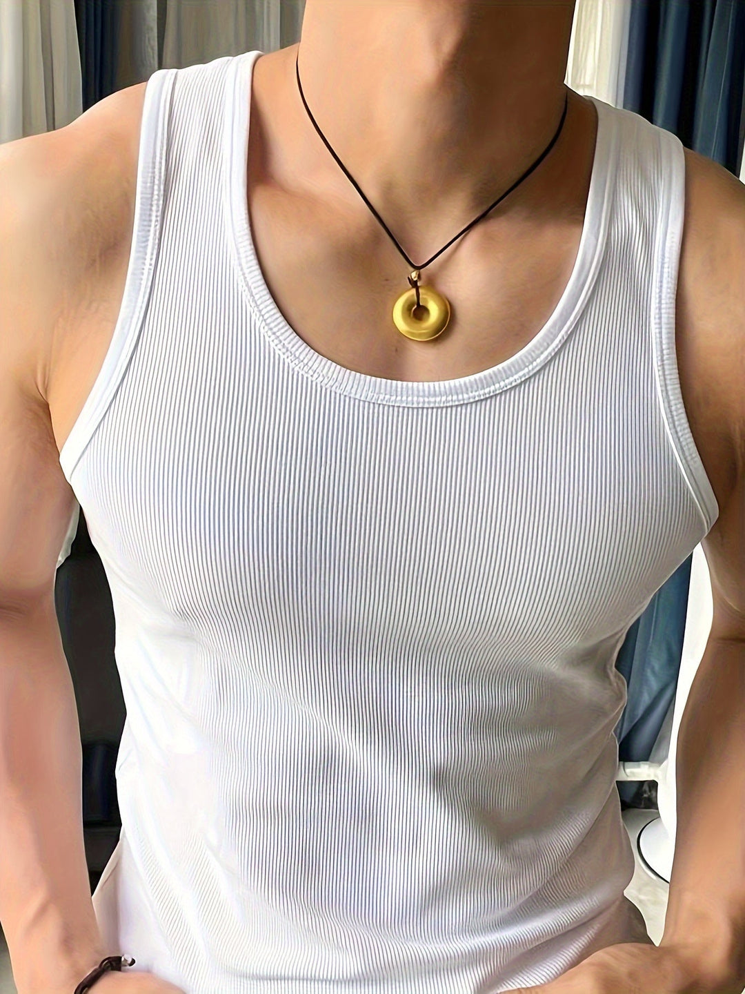 Men's breathable summer athletic tank top in a vibrant color, perfect for workouts or casual comfort.