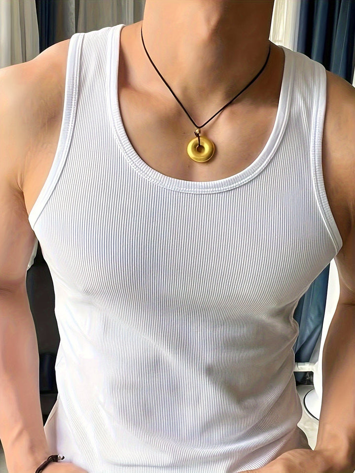 Men's breathable summer athletic tank top in a vibrant color, perfect for workouts or casual comfort.