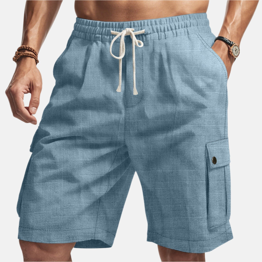 Casual men's cargo shorts with elastic drawstring waist for ultimate comfort. Perfect breathable summer & everyday wear.