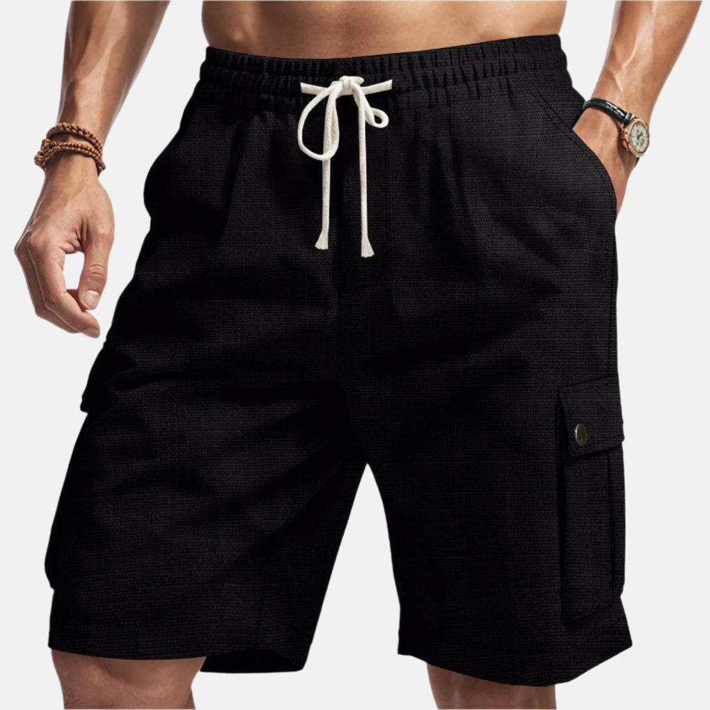 Multi-pocket men's cargo shorts, breathable & lightweight, perfect for summer adventures, beach, or casual outdoor wear.