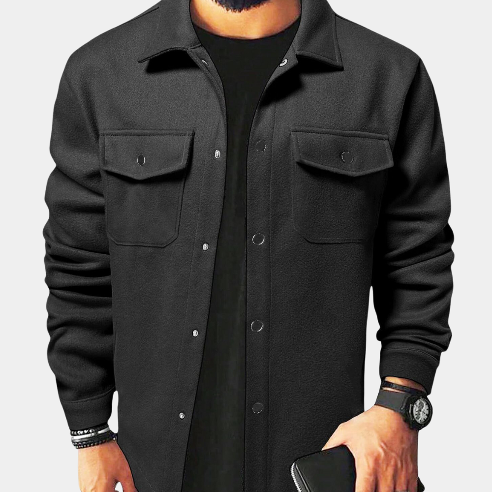 Men's button-down smart casual jacket in a regular fit, perfect versatile autumn outerwear. New men's fashion.