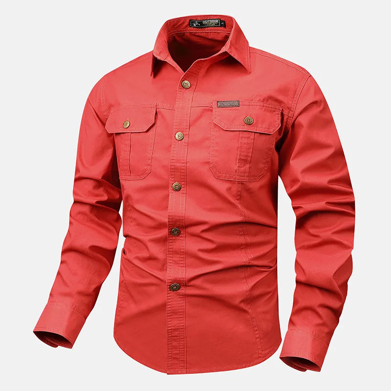 Durable men's Oxford shirt, button-front, long sleeves, & dual chest pockets, great for office & casual.