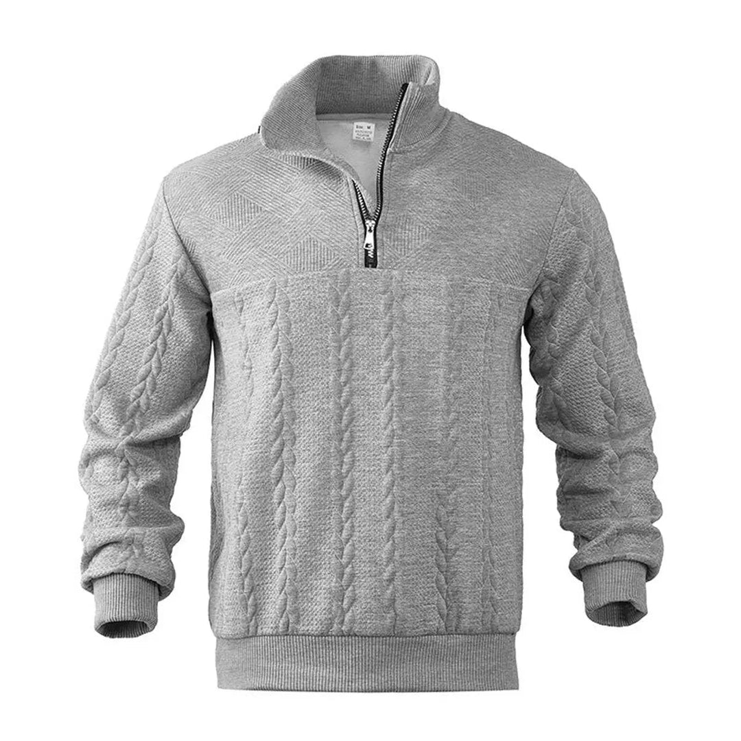 Classic men's cable-knit quarter-zip sweater. A versatile pullover for casual wear & men's fashion.