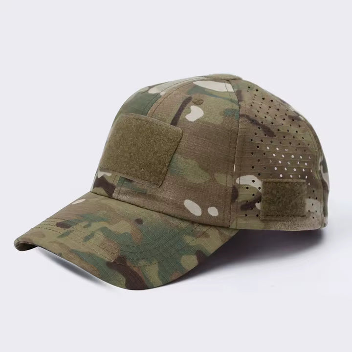 Men's camouflage casual cap for everyday wear. Structured, rugged headwear, ideal for outdoor fashion.