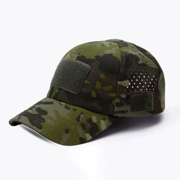 Structured men's camouflage cap. Comfortable casual hat designed for everyday wear and durable outdoor fashion.
